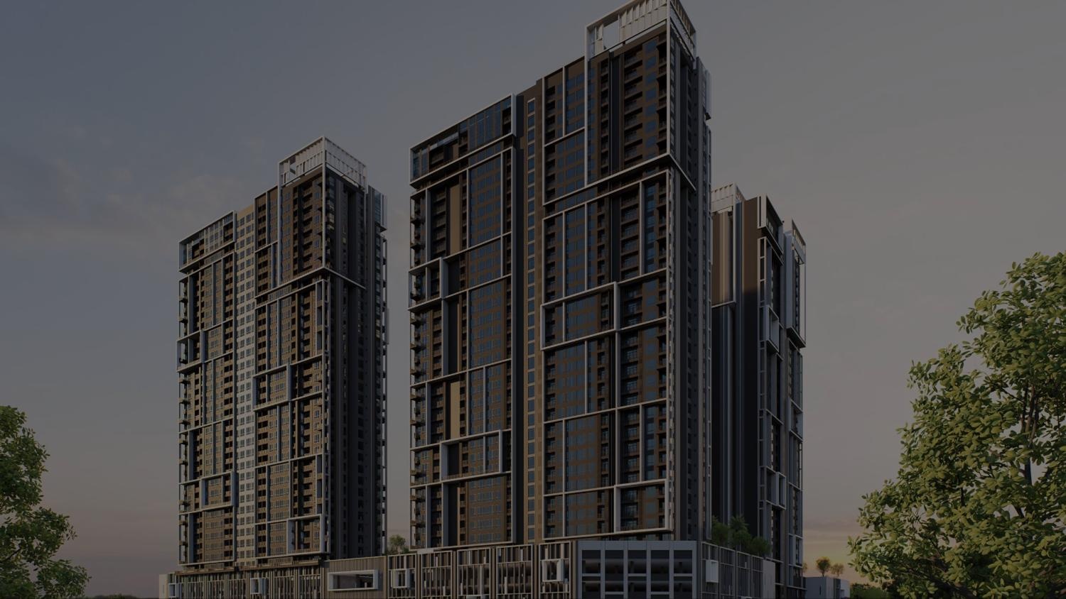 Atlas Residences residential towers at night