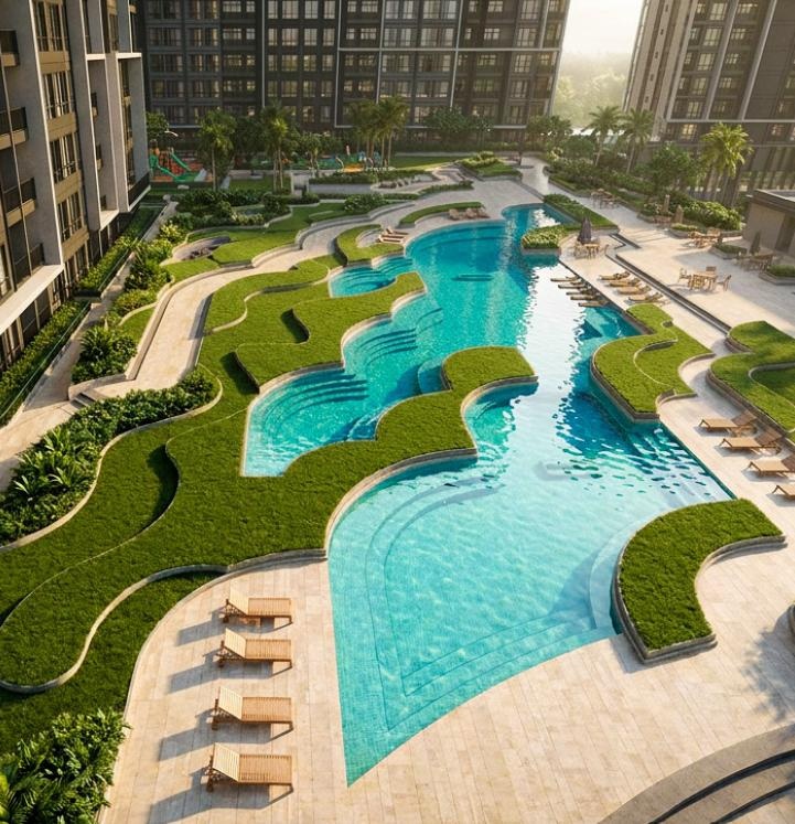 Atlas Residences swimming pool and resort-style facilities in Taman Perling